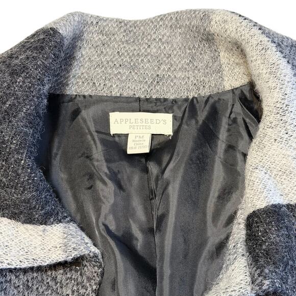 Appleseed’s Wool Blend Belted Jacket Textured Gray Black Cozy Coat Pockets Sz M - Picture 5 of 10